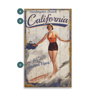 California Surfin - Wood & Metal Wall Art Wood by Out West Design