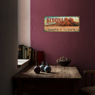Sedona Cathedral Rock Coordinates - Wood & Metal Wall Art