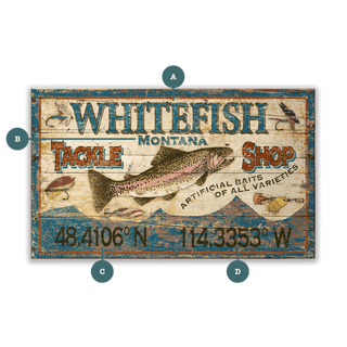 Trout Tackle Sign - Wood & Metal Wall Art Out West Design