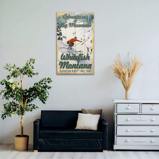 Retro Ski Adventures - Wood & Metal Wall Art by Out West Design