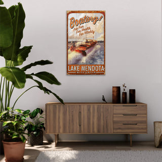 Vintage Wood Speed Boat - Wood & Metal Wall Art Out West Design
