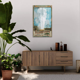 Old Faithful Geyser - Yellowstone - Wood & Metal Wall Art Out West Design