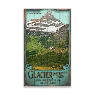 Reynolds Mountain at Glacier National Park: Distressed Finish - Wood & Metal Wall Art Out West Design