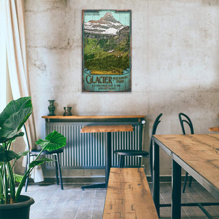 Reynolds Mountain at Glacier National Park: Distressed Finish - Wood & Metal Wall Art Out West Design