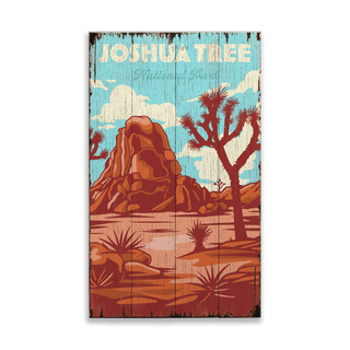 Iconic Joshua Tree National Park: Distressed Finish - Wood & Metal Wall Art