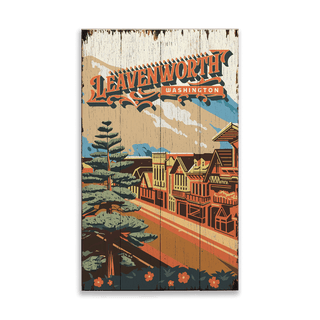 Leavenworth, Washington: Distressed Finish - Wood & Metal Wall Art Out West Design