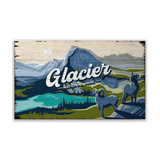 Big Horn Sheep at Glacier National Park: Distressed Finish - Wood & Metal Wall Art Out West Design