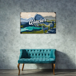 Big Horn Sheep at Glacier National Park: Distressed Finish - Wood & Metal Wall Art Out West Design