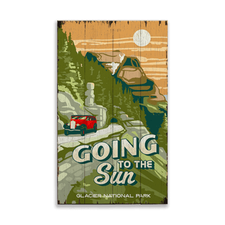 Going to the Sun Glacier National Park: Distressed Finish - Wood & Metal Wall Art Out West Design