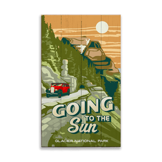 Going to the Sun Glacier National Park: Smooth Finish - Wood & Metal Wall Art Out West Design