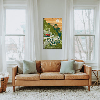 Going to the Sun Glacier National Park: Distressed Finish - Wood & Metal Wall Art Out West Design