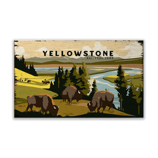 Bison Meadow Yellowstone National Park - Wood & Metal Wall Art Wood Out West Design