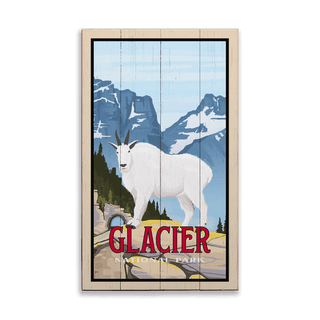Mountain Goat at Glacier National Park: Smooth Finish - Wood & Metal Wall Art Out West Design