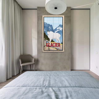 Mountain Goat at Glacier National Park: Smooth Finish - Wood & Metal Wall Art Out West Design