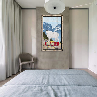 Mountain Goat at Glacier National Park: Distressed Finish - Wood & Metal Wall Art Out West Design