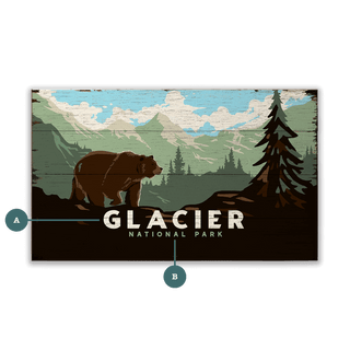 Grizzly at Glacier: Distressed Version - Wood & Metal Wall Art Wood Out West Design
