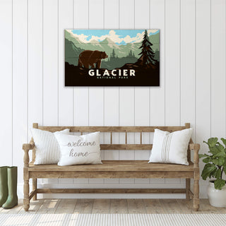 Grizzly at Glacier: Smooth Version - Wood & Metal Wall Art Out West Design