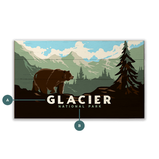 Grizzly at Glacier: Smooth Version - Wood & Metal Wall Art Wood Out West Design