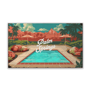 Palm Springs Mountain View: Distressed Finish - Wood & Metal Wall Art