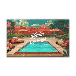 Palm Springs Mountain View: Smooth Finish - Wood & Metal Wall Art