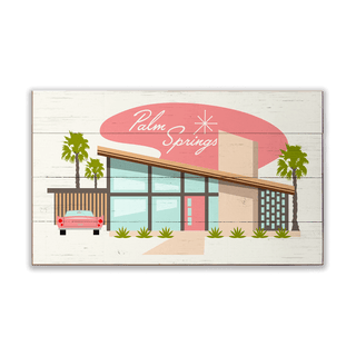 Palm Springs: Mid Century Modern Home Sign - Wood & Metal Wall Art