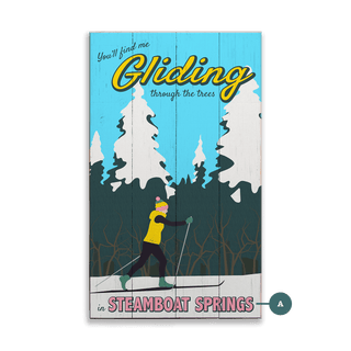 Gliding Through the Trees Ski Sign- Wood & Metal Wall Art