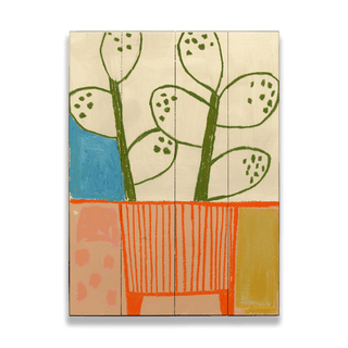 Golden Plant no. 11 - Wood & Metal Wall Art
