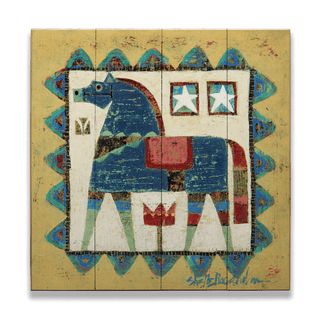 Blue Dala Horse - Wood & Metal Wall Art Shelle Lindholm
