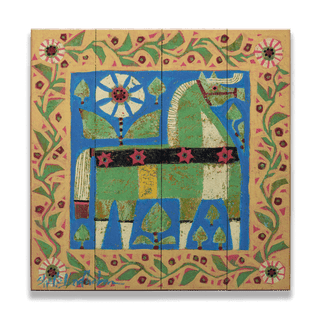 Green Dala Horse - Wood & Metal Wall Art Shelle Lindholm