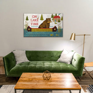 On Lake Time Fishing Bear - Wood & Metal Wall Art