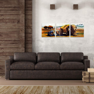 American Bison: 3-Piece Wood & Metal Wall Art Ed Anderson