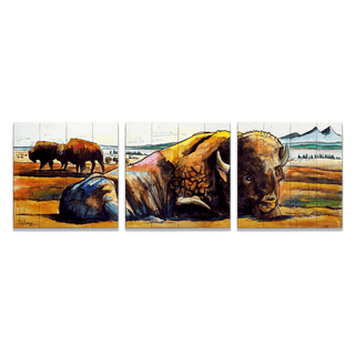 American Bison: 3-Piece Wood & Metal Wall Art Ed Anderson