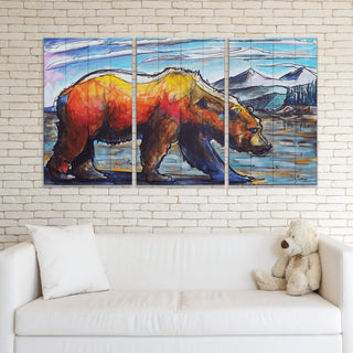 Grizzly Country: 3-Piece Wood & Metal Wall Art Ed Anderson