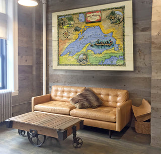 Lake Superior: Illustrated Map - Wood & Metal Wall Art by Lisa Middleton