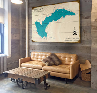 Ashley Lake, Montana - Wood & Metal Wall Art Lake Art