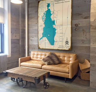 Nagawicka Lake, Wisconsin - Wood & Metal Wall Art by Lake Art