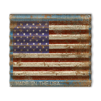 24 Inch Rustic American Flag Corrugated Metal Sign 