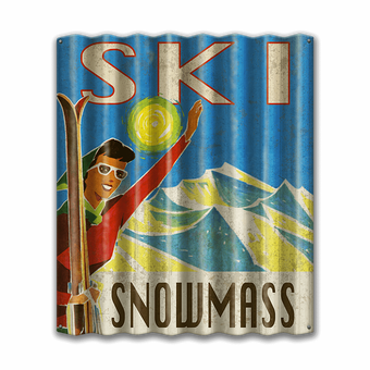 Waving Skier Corrugated Sign