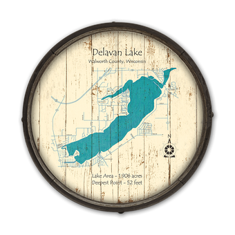 Delavan Lake Wisconsin Barrel End Map