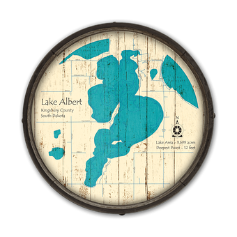 Lake Albert South Dakota Wooden Barrel End Map