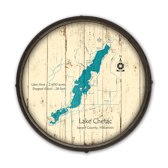 Lake Chetac Wisconsin Barrel End Map