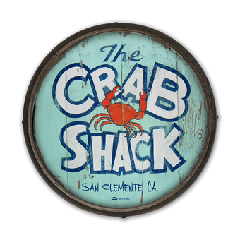 The Crab Shack - Barrel End Wooden Sign