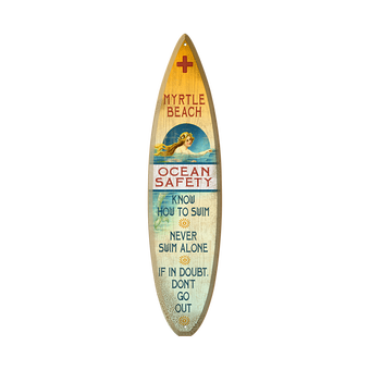 Ocean Safety Mermaid - Surfboard Wooden Sign