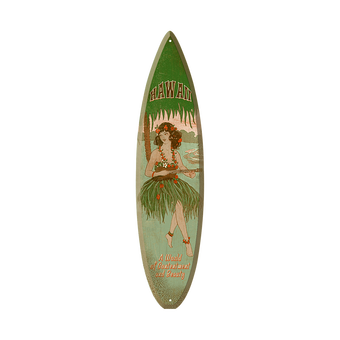 Ukulele Hula Girl - Surfboard Wooden Sign