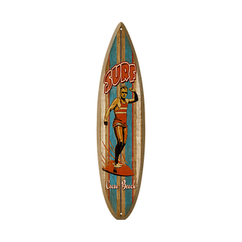 Old School Surfer - Surfboard Wooden Sign
