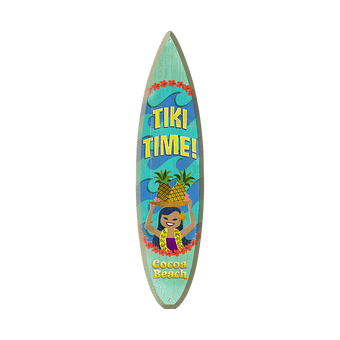 Tiki Time - Surfboard Wooden Sign