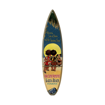 Stars and Hawaiian Moon - Surfboard Wooden Sign