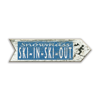 Ski In, Ski Out, Ski Arrow Sign