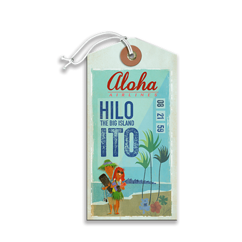 Cartoon Aloha Airlines Luggage Tag