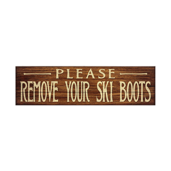 Remove Ski Boots Vintage Sign